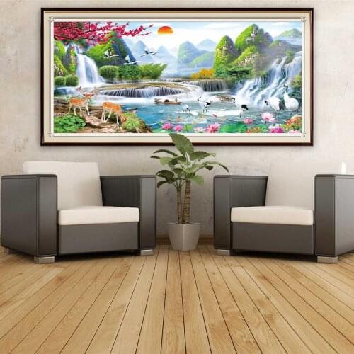 DIY Painting With Diamond Mosaic on Self-Sticker Canvas Animal Full Drill Mosaic Nature Scenic Embroidery Rhinestones Pictures