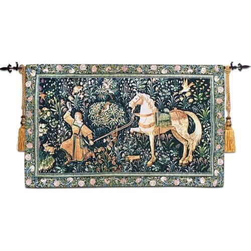 Continental jacquard blanket Gebilian fabric home textile modelroom decor mural Belgium hanging tapestry unicorn series painting