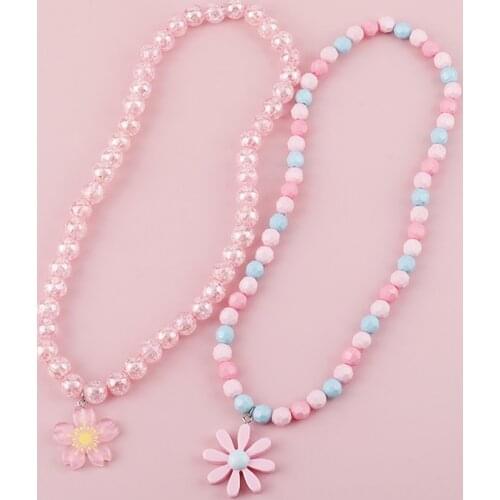 Makersland Flower Charm Beads Necklace Cute Pendant Necklace For Baby Girl Accessories Jewellery Princess Children Gifts 2020