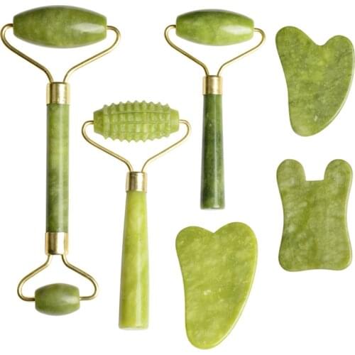 Face Massager Jade Roller Guasha Board Anti-Aging Facial Lifting Slimming Meridian Scrapping Muscle Relaxing Beauty Massage Tool