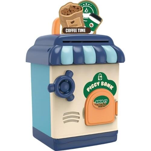 Kawaii Cartoon Electronic Piggy Bank ATM Password Money Box Cash Coins Saving Box Fingerprint Recognition ATM Bank Music Toy