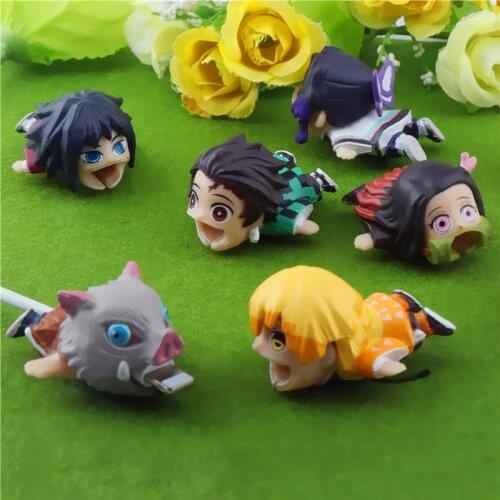 Cute Data Cable Protector Winder Cartoon Demon Killer Bite Buckle Cable Protective Cover Organizer Phone Accessories For IPhone