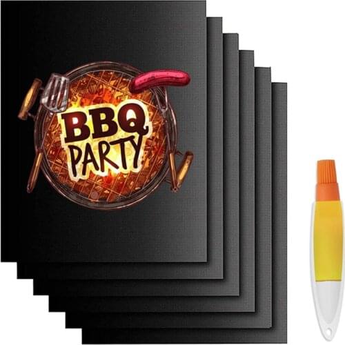 12PCS Extra Thick Heat Resistant BBQ Grill Mat Baking Reusable Non-Stick Barbecue Cooking Grilling Sheet Liner BBQ Tools