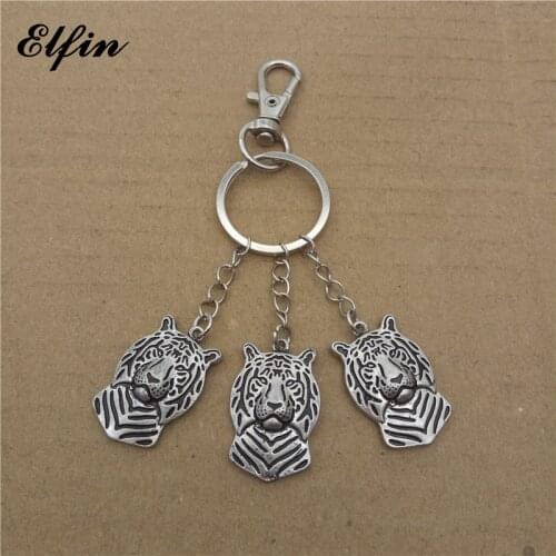 Elfin Trendy Retro Tiger Key Chains Fashion Animal Pet Memorial Jewellery Dog Car Key Rings