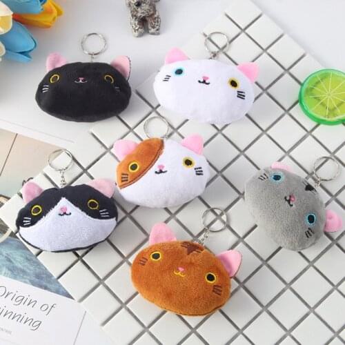 Cartoon Mini Kitten Animal Plush Stuffed Toys Pendant Cute Kid Backpack Hanging Key Chain Children Activity Holiday Gift Toy Q26