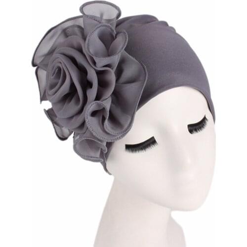 New Woman Beautiful Flower Turban Elastic Multicolor Cloth Head Cap Hat Ladies Hair Accessories Muslim Womens Hijabs Scarf Cap