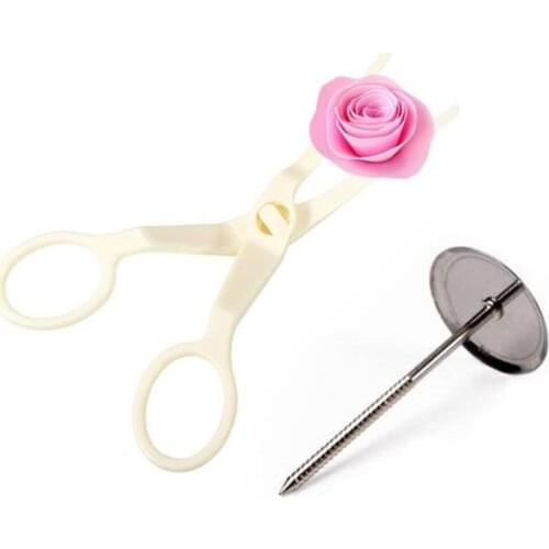 1Set 13.5*5.5*1.6cm Piping Flower Scissors+Nail Icing Stand Bake Cake Decorating Cupcake Pastry Tool Scissors Nail Transfer