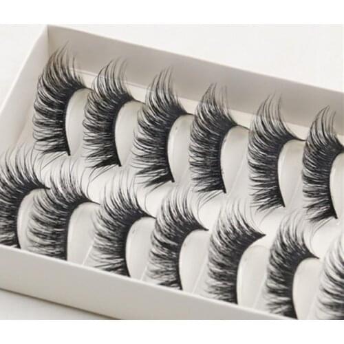OutTop Fake EyeLashes 10 Pairs Thick Long Cross Party Hand Made False Eyelashes NEW Black Band Fake Eye Lashes 2018 Oct12