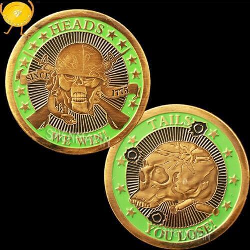 United States Sniper Skull Commemorative Coin Sniper Helmet Challenge Coin Honor Medal Coins Collectibles Win or Lose