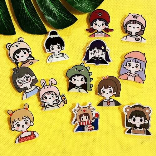 50pcs 13 Styles Mix Cartoon Little Fashion Princess Girls Flatback Planar Resin Cabochon DIY Crafts Hair Bow Centers Accessories
