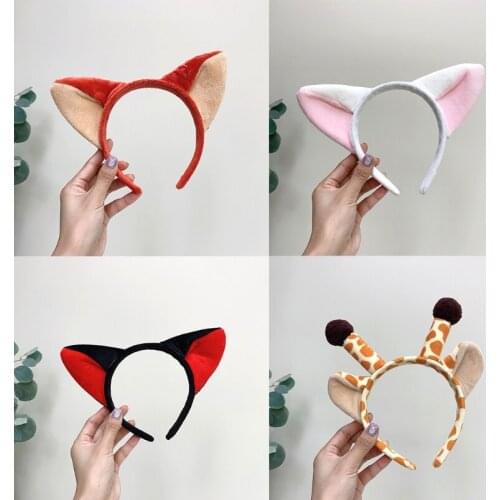 Plush Headband Cartoon Animal Ear Headband Party Performance Hairband Photo Prop G5AE