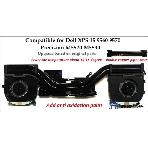 New Silent Laptop CPU Cooling Heatsink For Dell XPS DELL XPS15 9560 9570 M5520 M5530 Heatsink assmebly Upgrade version Tested
