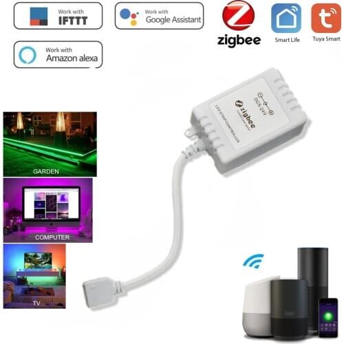 Tuya Zigbee Remote Control Switch Led Light Bar Mini Strip Dimmer RGB RGBW RGBCW Smart Stripe Tape Controller Work with Alexa