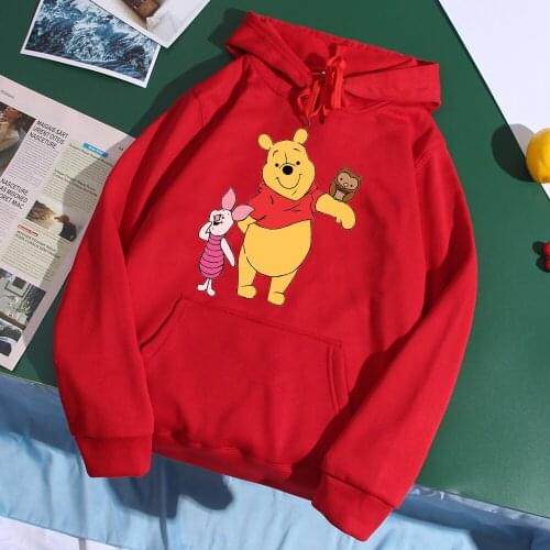 Disney Men Hoodie Pooh Bear Clothes Fashion Winnie Piglet Sweatshirts Cartoon Kawaii Pullovers Mens Casual Loose Warm Streetwear