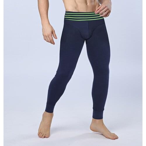Slim Thermal Men Long Johns Elasticity Medium Waist Cotton Men Warm Pants Thermal Underwear