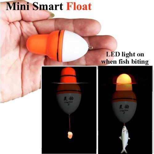 Mini Smart Fishing Float Bite Alarm When Fish Bite Bait LED Light Turn ON Automatical Night Electronic intelligent Buoy Strike