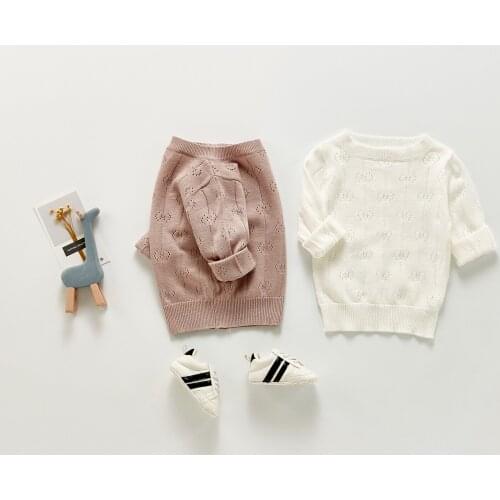 Baby Girl Knit Sweater Infant O-neck Pullover Clothes Cotton Baby Knitted Shirts Fashion Girls 2021 Autumn New Hollow Sweater