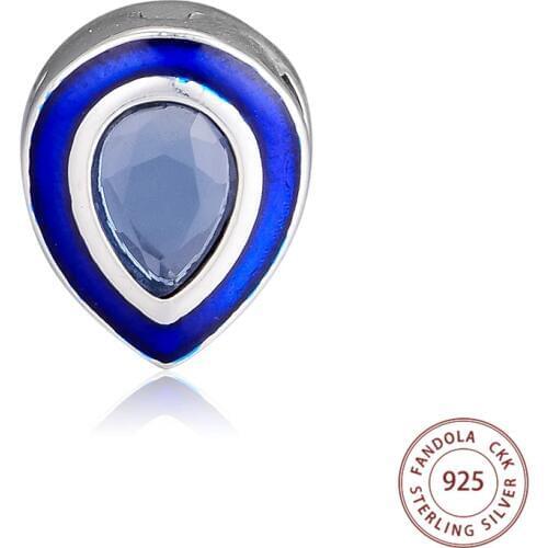 Dazzling Blue Droplet Clip Charm Fit Reflexions Bracelet Argent 925 Sterling Silver Beads for Jewelry Making berloques