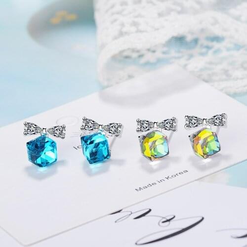 YH-ZL Newest 925 Sterling Silver Zircon Bow Drops Earrings Ice Crystal Wings Fashion Earrings For Women Brincos