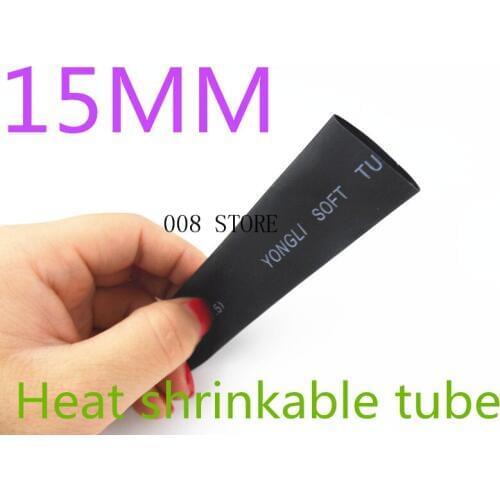 1 Meter/lot 2:1 Black 15mm Diameter Heat Shrink L62 Heatshrink Tubing Tube Sleeving Wrap Wire