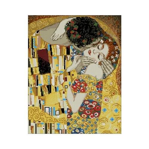 100% egypt cotton Lovely Cute Counted Cross Stitch Kit The Kiss G Klimt Painting Abstract Riolis 1170