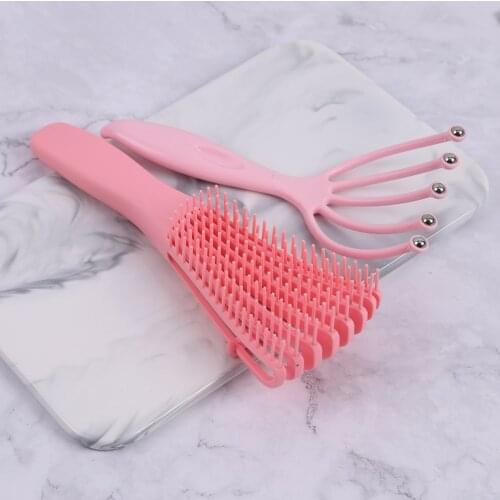 2pcs Hair Brush Scalp Massage Hair Comb Plastic Scalp Massage Comb Set Relieve Fatigue Curly Hairbrush Women Men Salon