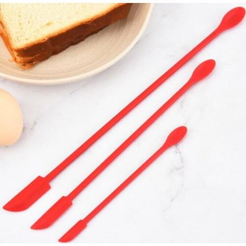 3Pcs Silicone Scraper Mini Double-Headed Heat-Resistant Spatula Mixing Stirring Batter Scrape Jam Scrambled Egg Kitchen Tools