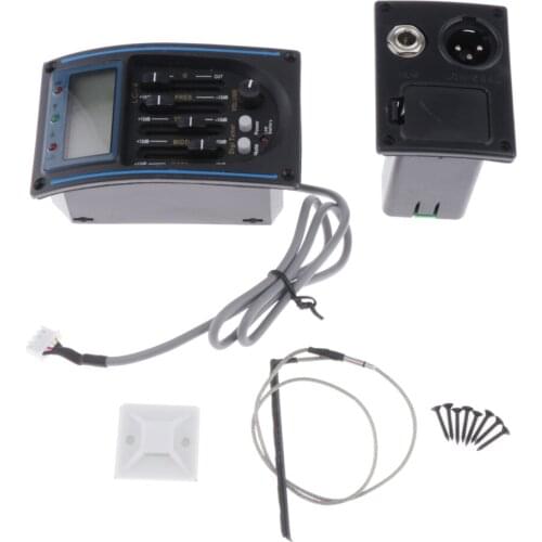 4 Band EQ Equalizer Acoustic Guitar Preamp Piezo Pickup with Battery Box Set