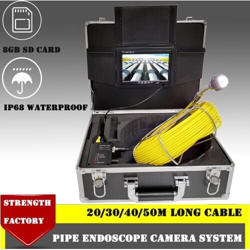 7inch DVR 20-50M 720P HD Sewer Camera 23mm Lens Waterproof Drain Pipeline Industrial Endoscope Pipe Inspection Video Camera