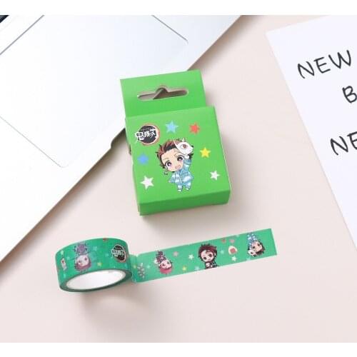 Cosplay Anime Demon Slayer Anime Washi Tape Crafts Adhesive Paper Diy Scrapbooking Masking Tape Printed Pattern Sticker Tape