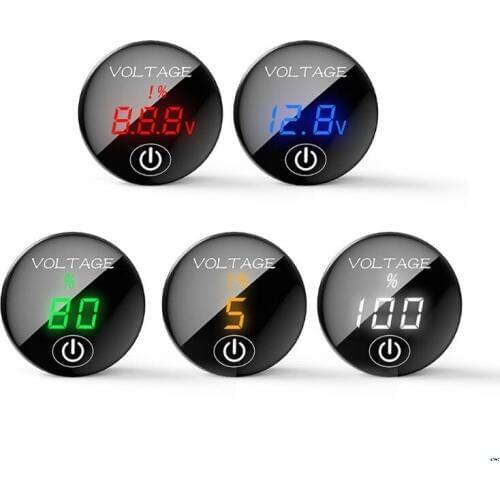 Car Motorcycle DC 5V-48V LED Panel Digital Voltage Meter Battery Capacity Display Voltmeter with Touch ON OFF Switch