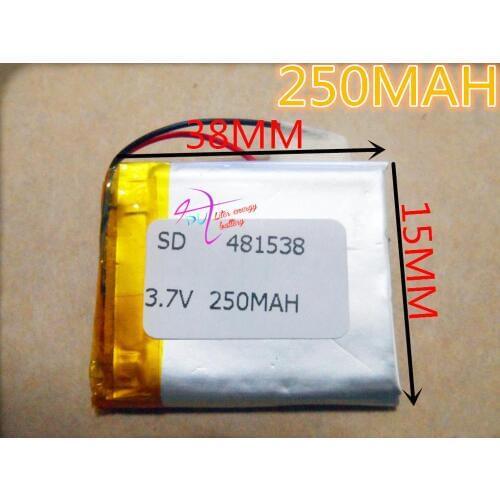 Best battery brand Bluetooth cell 3.7V tablet battery 250mah 481538 camera pen recorder batteries