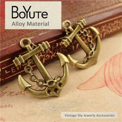 BoYuTe (50 Pieces/Lot) 21*25MM Zinc Alloy Materials Antique Bronze Plated Anchor Pendants Diy Jewelry Components