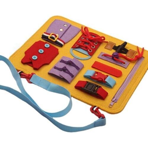Baby Montessori Basic Skills Activity Busy Board Educational Learning Teaching Tie Shoe Laces Button Zipper Aids Toys