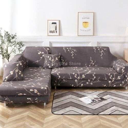 Elegant Floral Elastic Sofa Cover Polyester Corner Funda Sofa Couch Slipcover Chair Protector L Shape Luxury Flower Modern Guft