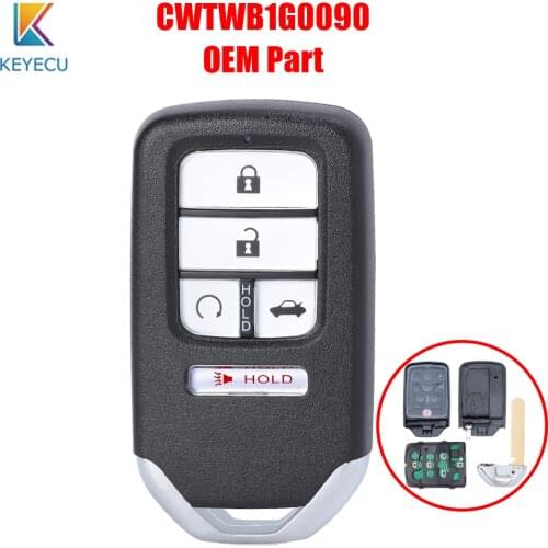 KEYECU CWTWB1G0090 OEM Part Keyless Prox Smart Remote Car Key Fob 5 Buttons 433MHz 4A Chip for Honda Accord 2018 2019 2020