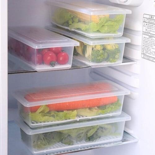 Fridge Storage Containers Plastic Storage Box Fresh-Keeping For Refrigerator Fruit Vegetable Moisture-Proof Drain Storage