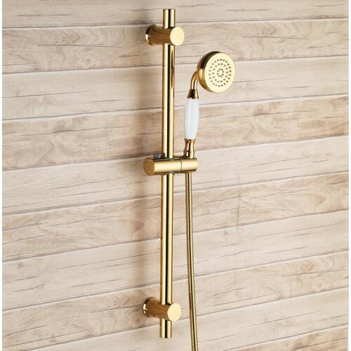 Gold plated Metal SUS304 Stainless Steel strong round brass Hand Shower Head with Adjustable Slide Bar