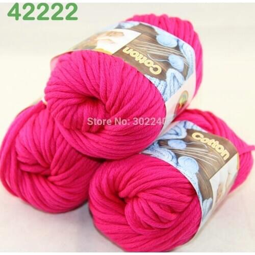 LOT of 3 Balls X 50g Special Thick Worsted Cotton Knitting Yarn Raspberry 2222