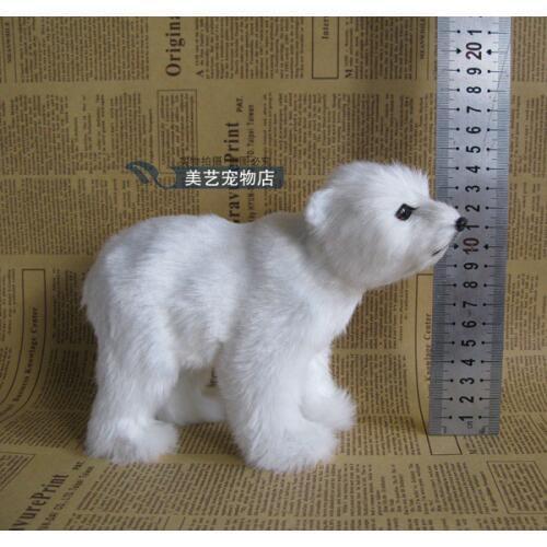 Simulation white polar bear model,polyethylene& fur about 19x13cm bear handicraft toy,prop,home Decoration,Xmas gift b3714