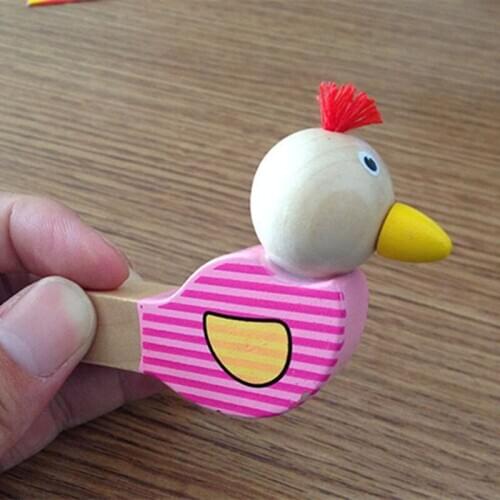 Cartoon bird whistle baby wood music toys jewelry pendant wooden musical instruments