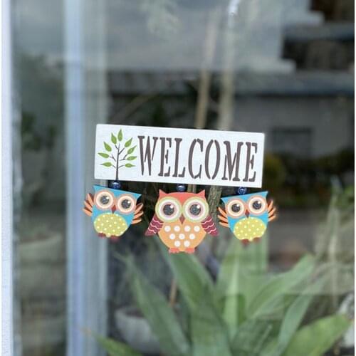 Owl Welcome Sign Front Door Fashion Beauty Wooden Hanging Sign Owl Outdoor Decorate Board White Green Blue Christmas Birthday
