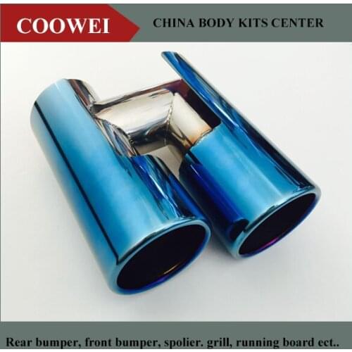 Stainless Steel Dual exhaust tip Universal Car Exhaust Pipe Tail Muffler Tip Blue Paint Exhaust Tip For BMW BENZ AUDI VW