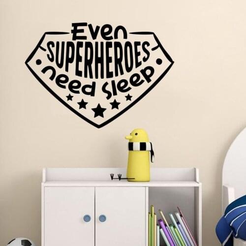 Boys Bedroom Wall Sticker Superheroes Design Vinyl Wall Murals Heroes Need Sleep Pattern Wall Decal Boys Gift AZ478