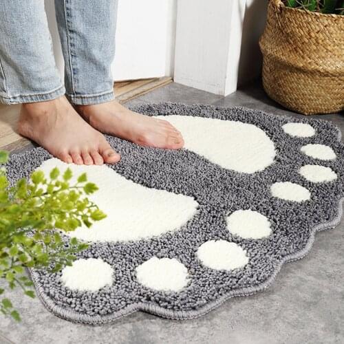 Non Slip Soft Absorbent Flocking Shaggy Bath Mat 40*60cm Bathroom Cute Foot Pads For Bathroom Entrance
