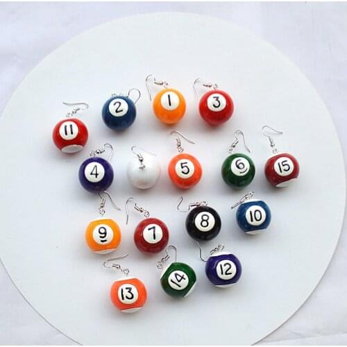 New Fashion Colorful Creative Mini Billiards Drop Earrings for Women Girls Lovely Simple Geometric Dangle Earrings Brincos Mujer
