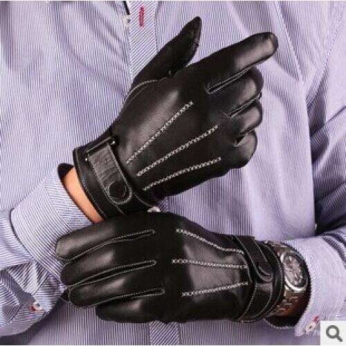 New Genuine Leather Touch Screen Glove For men With Short Glove S M L XL Free Shipping