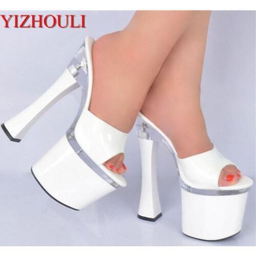 Sexy banquet wedding shoes, princess 18cm high heels, platform slippers 7-inch short shaft height and dancing shoes