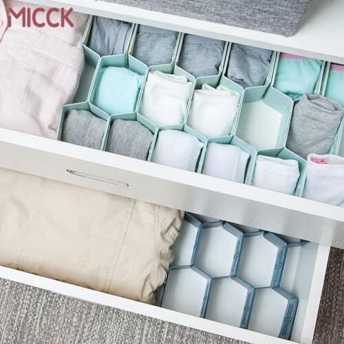 MICCK Plastic Storage Rack Storage Box Honeycomb Sorting Partition Wardrobe Drawer Organizer Items Socks Underwear Container