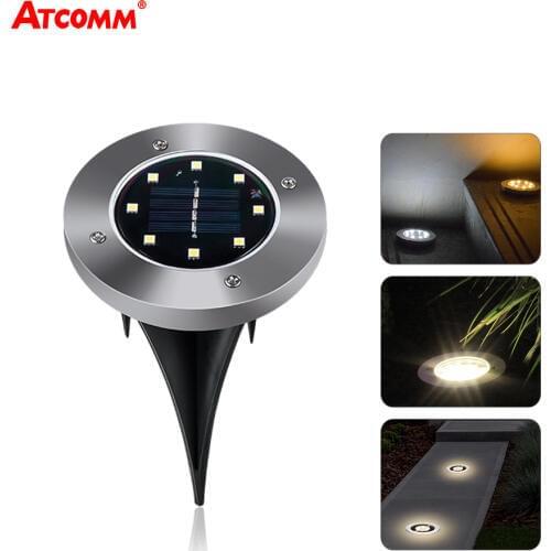 8 LEDs Underground Light Solar Powered Buried Light Lawn Lamp Outdoor Path Way Garden Stairs Yard Lighting